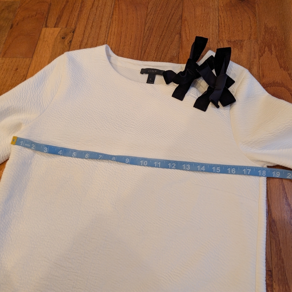 J. Crew White Bow-Detail Sweatshirt Medium Cotton Blend Coquette Minimal - Picture 6 of 7